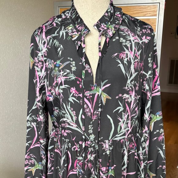 Ted Baker London Purple and Blue Midi Sundress with Mandarin Collar - Picture 1 of 3